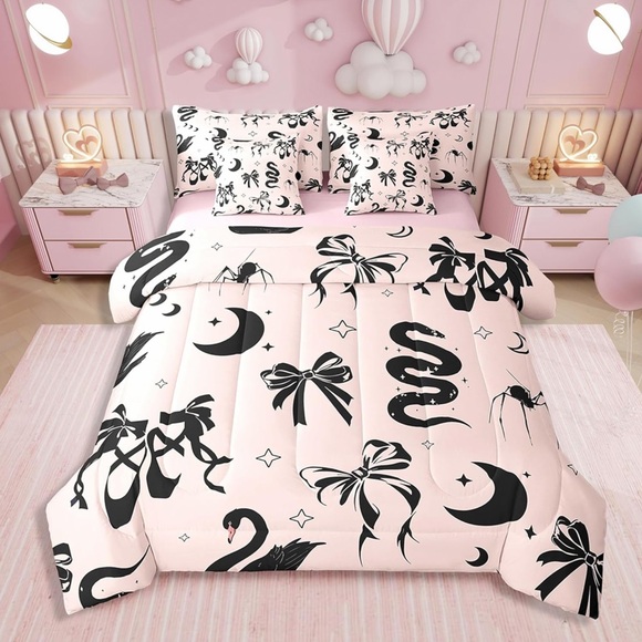 Pink 7Pc Full Size Bow & Icons Bed in a Bag Comforter Set (Please Read Bottom)‼️ - Picture 1 of 6